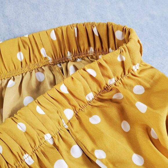 Hint Of Blush Dress Womens Large Yellow Polka Dot Tie Off Shoulder - Picture 8 of 10